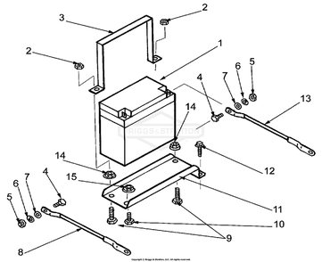 Battery Assembly Diagram and Parts List for 1389-2  Briggs and Stratton Generator
